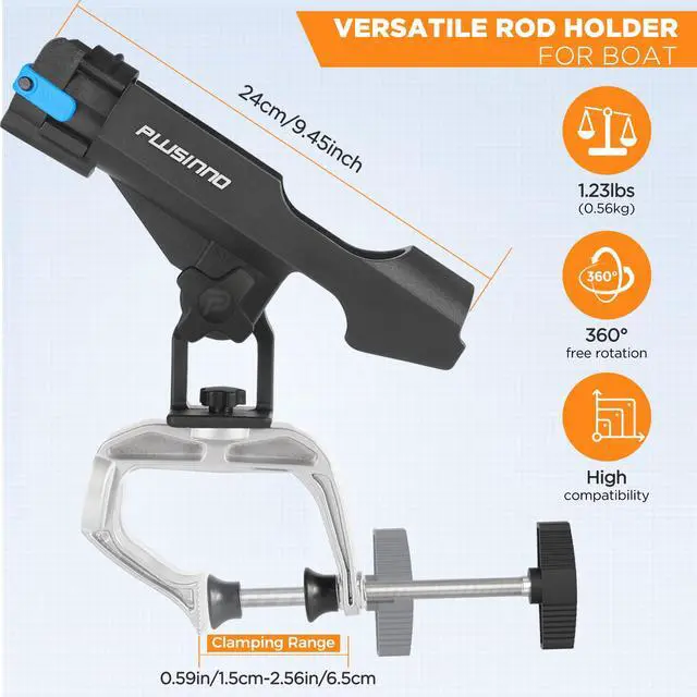 Alt view image 3 of 7 - Fishing Boat Rods Holder Large Clamp Opening 360 Degree Adjustable Fishing Rod Racks Folding Holder