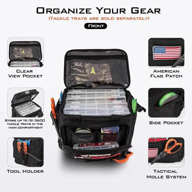 Alt view image 2 of 7 - Fishing Tackle Bags - Saltwater & Freshwater Fishing Bags - Water Resistant, Padded Shoulder Strap - Gear Storage