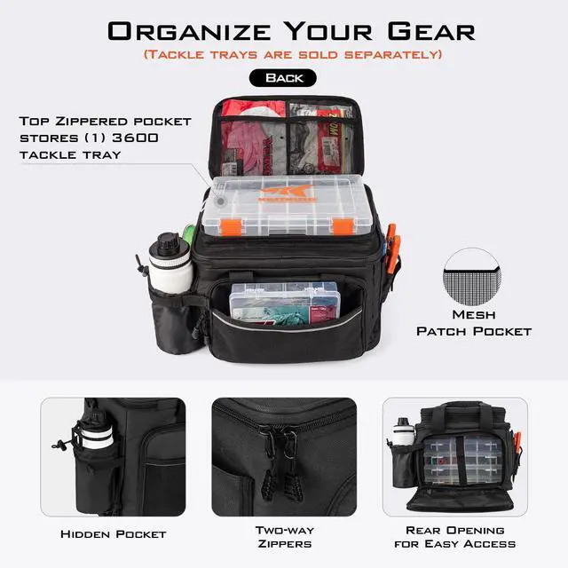 Alt view image 3 of 7 - Fishing Tackle Bags - Saltwater & Freshwater Fishing Bags - Water Resistant, Padded Shoulder Strap - Gear Storage