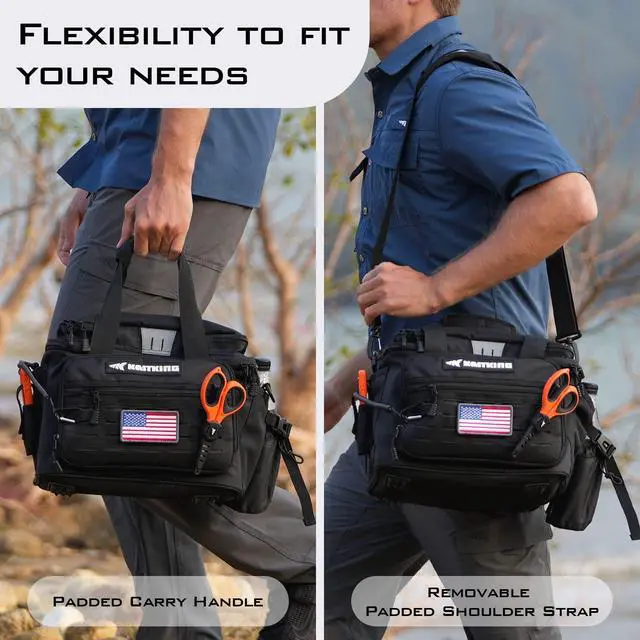 Alt view image 4 of 7 - Fishing Tackle Bags - Saltwater & Freshwater Fishing Bags - Water Resistant, Padded Shoulder Strap - Gear Storage