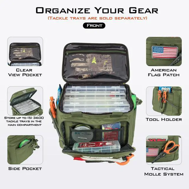 Alt view image 2 of 7 - Fishing Tackle Bags - Saltwater & Freshwater Fishing Bags - Water Resistant, Padded Shoulder Strap - Gear Storage