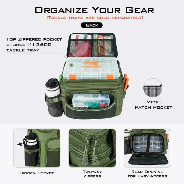 Alt view image 3 of 7 - Fishing Tackle Bags - Saltwater & Freshwater Fishing Bags - Water Resistant, Padded Shoulder Strap - Gear Storage