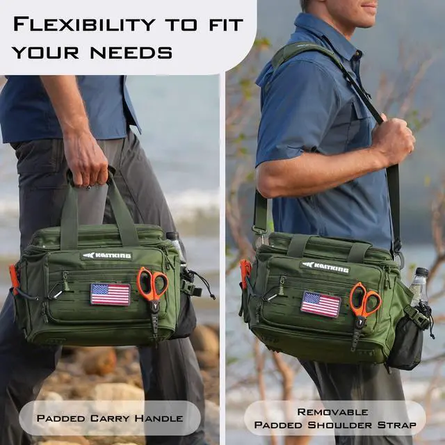 Alt view image 4 of 7 - Fishing Tackle Bags - Saltwater & Freshwater Fishing Bags - Water Resistant, Padded Shoulder Strap - Gear Storage