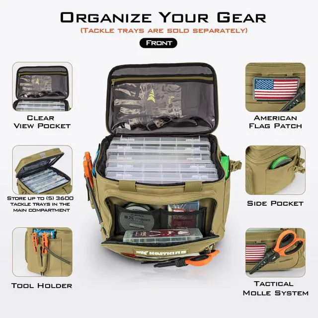 Alt view image 2 of 7 - Fishing Tackle Bags - Saltwater & Freshwater Fishing Bags - Water Resistant, Padded Shoulder Strap - Gear Storage