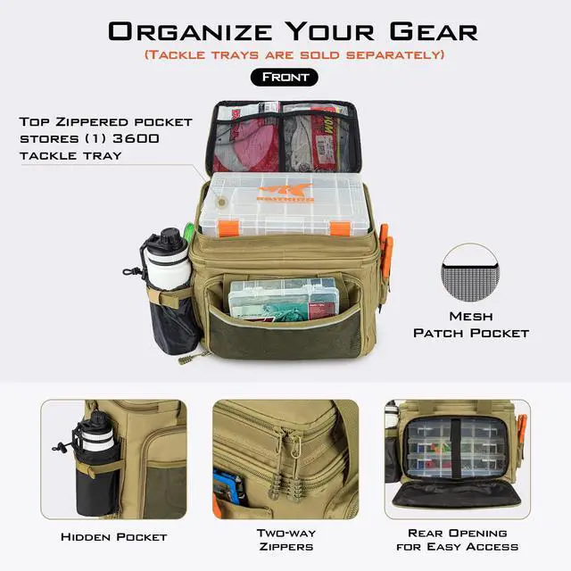 Alt view image 3 of 7 - Fishing Tackle Bags - Saltwater & Freshwater Fishing Bags - Water Resistant, Padded Shoulder Strap - Gear Storage