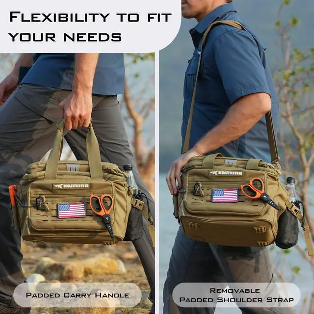 Alt view image 4 of 7 - Fishing Tackle Bags - Saltwater & Freshwater Fishing Bags - Water Resistant, Padded Shoulder Strap - Gear Storage