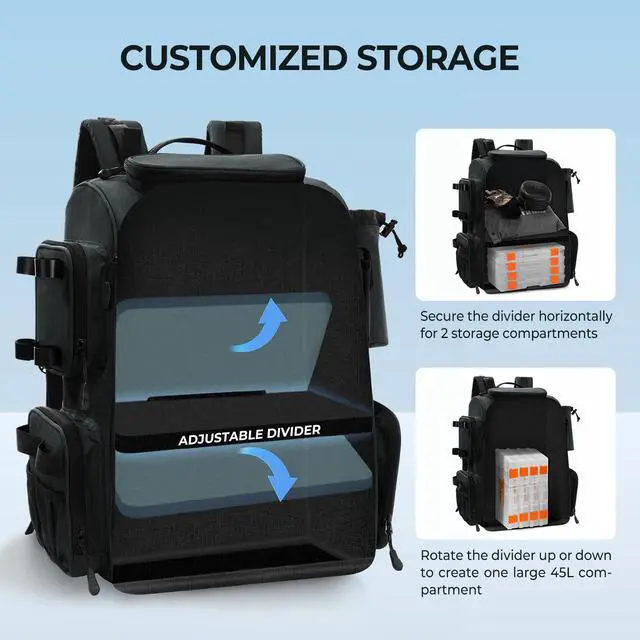 Alt view image 4 of 6 - Bait Boss Fishing Tackle Backpack with Rod Holders-4 Tackle Boxes-Rain Cover,Storage for Fishing Gear