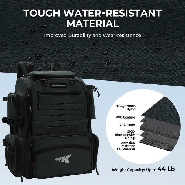 Alt view image 5 of 6 - Bait Boss Fishing Tackle Backpack with Rod Holders-4 Tackle Boxes-Rain Cover,Storage for Fishing Gear