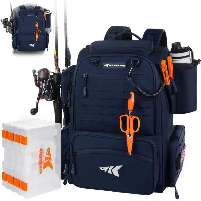 Main image of Bait Boss Fishing Tackle Backpack with Rod Holders-4 Tackle Boxes-Rain Cover,Storage for Fishing Gear