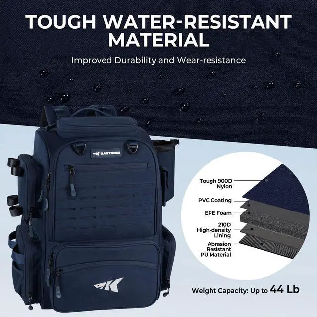 Alt view image 5 of 6 - Bait Boss Fishing Tackle Backpack with Rod Holders-4 Tackle Boxes-Rain Cover,Storage for Fishing Gear