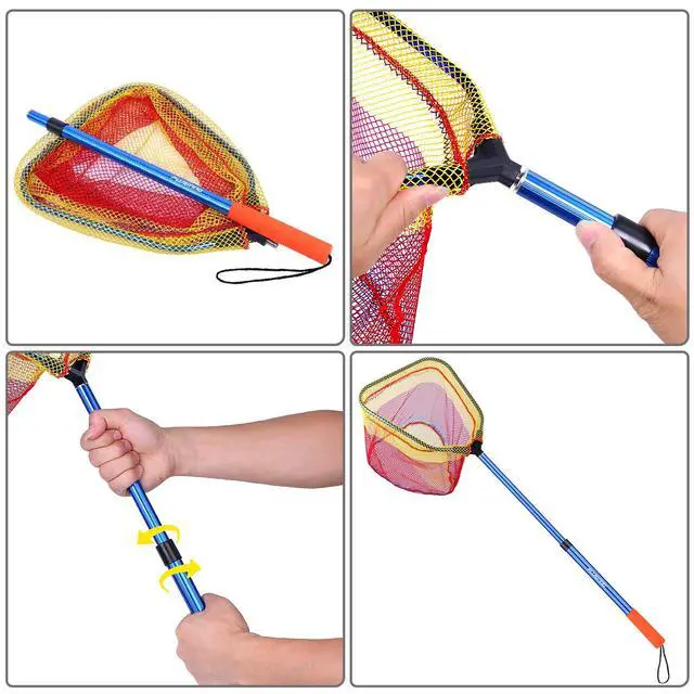 Alt view image 3 of 6 - Kids Fishing Net, Telescopic Lightweight Landing Net with Aluminum Pole Handle and Nylon Mesh, Catch and Release Butterfly Net for Kids Youth Outdoor