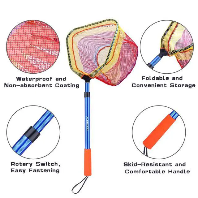 Alt view image 2 of 6 - Kids Fishing Net, Telescopic Lightweight Landing Net with Aluminum Pole Handle and Nylon Mesh, Catch and Release Butterfly Net for Kids Youth Outdoor