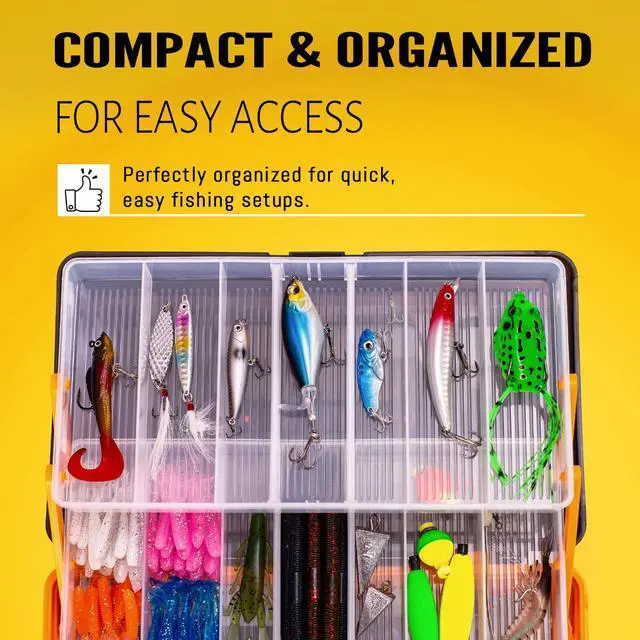 Alt view image 2 of 7 - 448-Pcs Fishing Lures Kit Complete Large 3-Layer Tackle Box Set with Hooks, Weights, Bobbers, Pliers, Rigs, Leaders & Accessories for Men, Kids, Beginners, Gear gift choice for Fathers Day