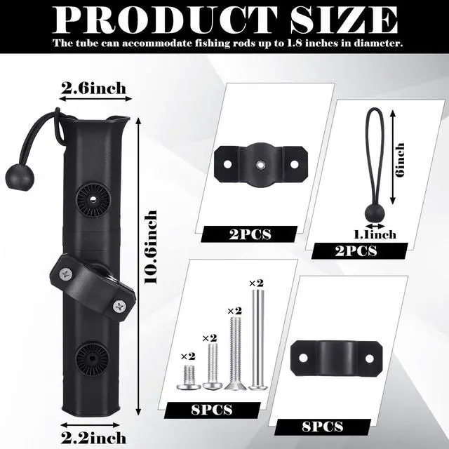 Alt view image 2 of 6 - Fishing Rod Holder for Bike Rack Pole Mount Rotatable Fishing Chair Pole Holders with Clamp for Boat Bicycle Motorcycle Kayak Cart