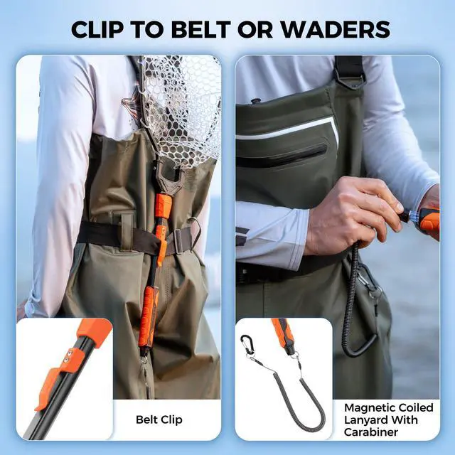 Alt view image 4 of 7 - Titanet Fishing Net, Durable Aluminum Handle, Non-Slip Hi-Vis Grip, Compact Bag & Lanyard, Ideal for Kayak, Lake, Fly, or River Fishing, 2 Net Options