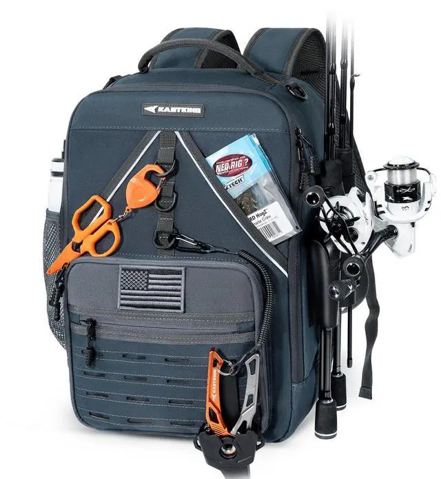 Main image of KarryAll KastMate Fishing Tackle Backpack,Water-Resistant Tackle Bag With 2 Rod Holders,Fishing Gear and Equipment With Large Gear Storage,Dark Gray