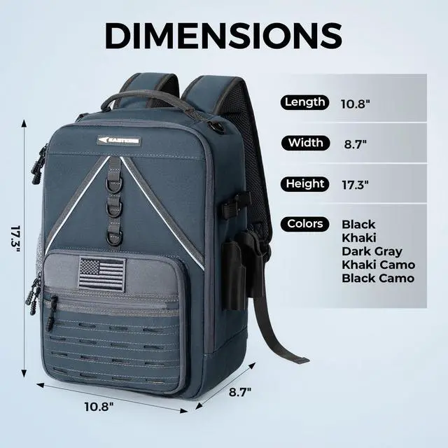 Alt view image 6 of 7 - KarryAll KastMate Fishing Tackle Backpack,Water-Resistant Tackle Bag With 2 Rod Holders,Fishing Gear and Equipment With Large Gear Storage,Dark Gray