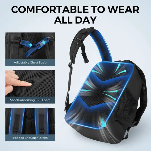 Alt view image 4 of 7 - KarryAll KastMate Fishing Tackle Backpack,Water-Resistant Tackle Bag With 2 Rod Holders,Fishing Gear and Equipment With Large Gear Storage,Black