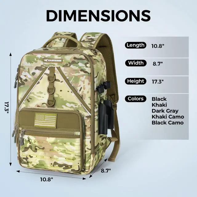 Alt view image 6 of 7 - KarryAll KastMate Fishing Tackle Backpack,Water-Resistant Tackle Bag With 2 Rod Holders,Fishing Gear and Equipment With Large Gear Storage,Khaki Camo