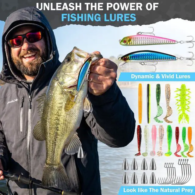 Alt view image 7 of 7 - Fishing Gear, Fishing Backpack with Tackle Box, Waterproof tackle Backpack with Rod Holders, Lures, Tools, Pliers & Accessories, Fish Gifts for Men