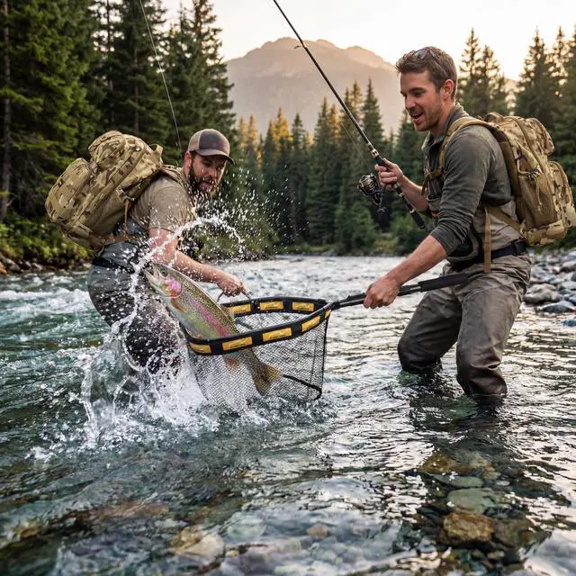 Alt view image 2 of 7 - Fishing Backpack with Fishing Floating Net, Fishing Gear, Tackle Boxes,Waterproof Fishing Tackle Bag, Fishing Gifts for Men