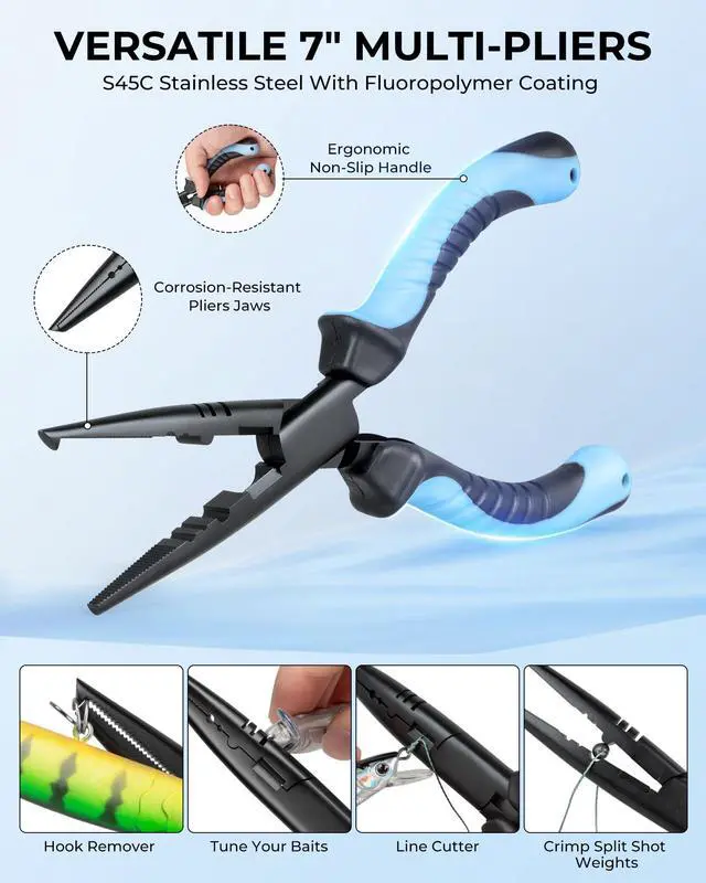 Alt view image 6 of 7 - GearMaster Fishing Sling Tackle Bag & Tool Set, 3500 Tackle Box & Fishing Gear with Fishing lures, Fishing Pliers, Fishing Scissors, Lip Gripper, Wacky Tool