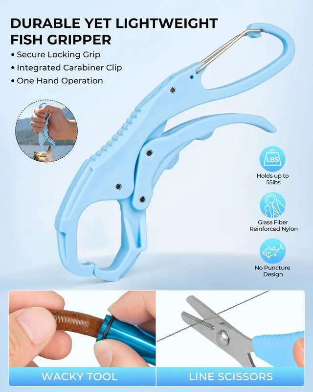 Alt view image 7 of 7 - GearMaster Fishing Sling Tackle Bag & Tool Set, 3500 Tackle Box & Fishing Gear with Fishing lures, Fishing Pliers, Fishing Scissors, Lip Gripper, Wacky Tool