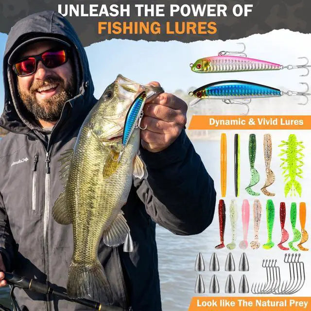 Alt view image 7 of 7 - Fishing Gear Fishing Backpack with Tackle Box, Waterproof tackle Backpack with Rod Holders, Lures, Tools, Pliers & Accessories, Fish Gifts for Men