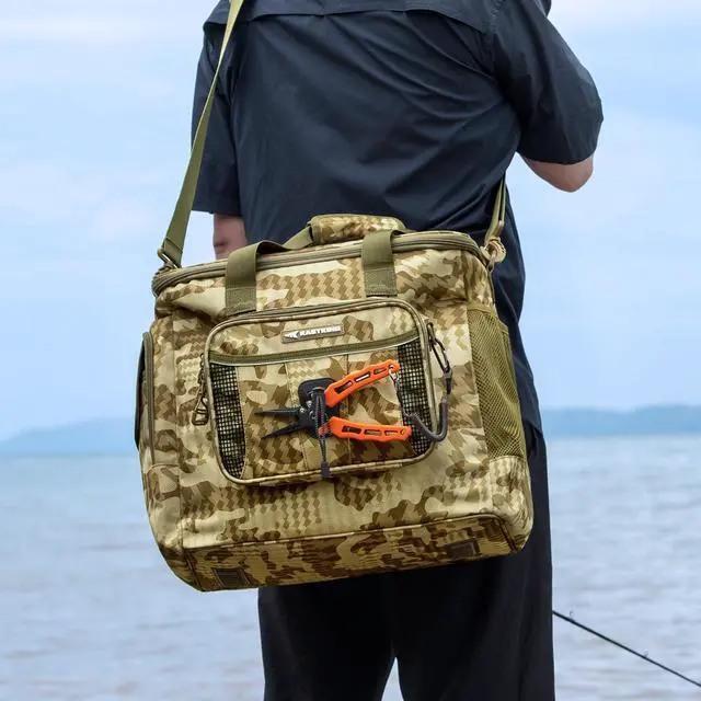 Alt view image 2 of 7 - BaitSpace Fishing Tackle Bag With 4 Tackle Boxes & Removable Bait Binder, Water-Resistant Tackle Storage, Durable Fishing Gear, Adjustable Shoulder Strap