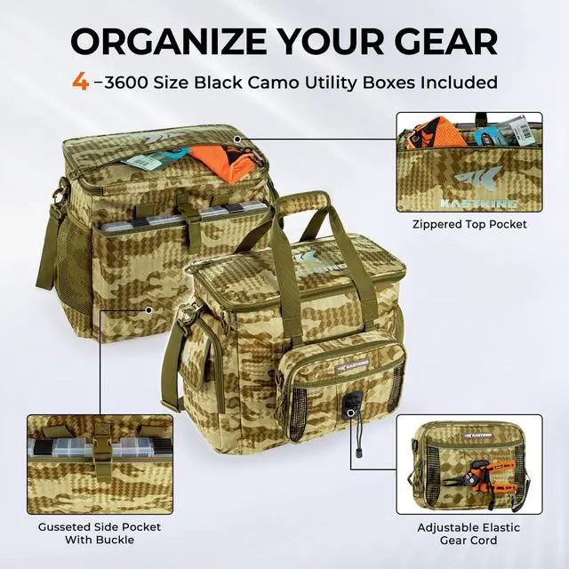 Alt view image 5 of 7 - BaitSpace Fishing Tackle Bag With 4 Tackle Boxes & Removable Bait Binder, Water-Resistant Tackle Storage, Durable Fishing Gear, Adjustable Shoulder Strap