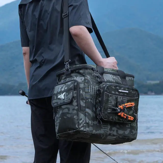 Alt view image 2 of 7 - BaitSpace Fishing Tackle Bag With 4 Tackle Boxes & Removable Bait Binder, Water-Resistant Tackle Storage, Durable Fishing Gear, Adjustable Shoulder Strap