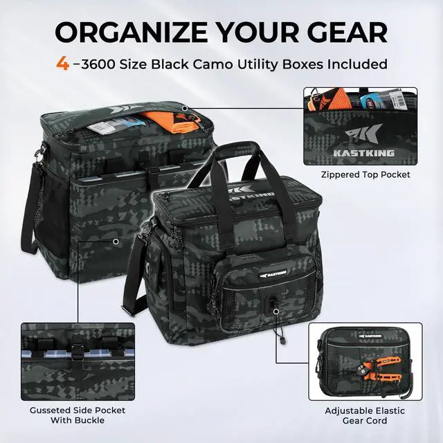 Alt view image 5 of 7 - BaitSpace Fishing Tackle Bag With 4 Tackle Boxes & Removable Bait Binder, Water-Resistant Tackle Storage, Durable Fishing Gear, Adjustable Shoulder Strap