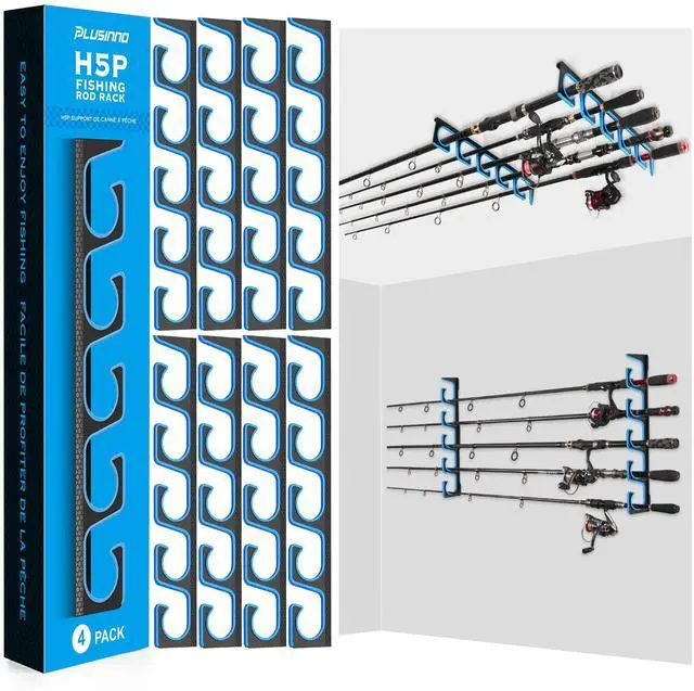 Main image of H5P Fishing Rod/Pole Holders for Garage, Wall or Ceiling Mounted Fishing Rod Holder with Soft Protective Pad, Fishing Rod Storage Organizer Holds up to 5/10/20 Rod or Combos or Nets