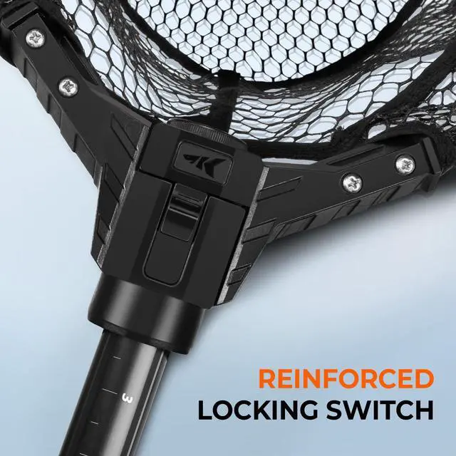Alt view image 6 of 7 - Brutus Folding Landing Net with Boat Hook, Foldable, Extendable, Lightweight & Strong, Multi-Functional Built-in Boat Hook, Non-Slip & Bright Orange TPR Handle, Two Nets Options