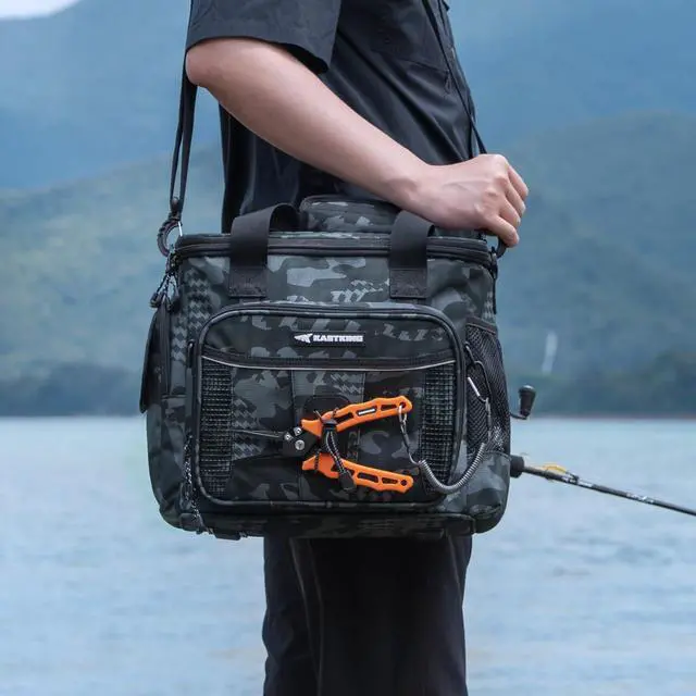Alt view image 2 of 7 - BaitSpace Fishing Tackle Bag With 4 Tackle Boxes & Removable Bait Binder, Water-Resistant Tackle Storage, Durable Fishing Gear, Adjustable Shoulder Strap
