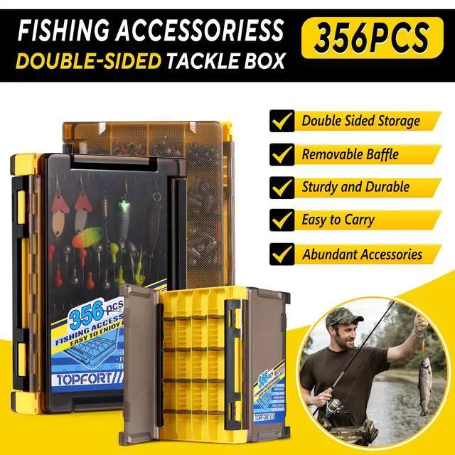 Alt view image 2 of 7 - 187/343pcs Fishing Accessories Kit, Organized Fishing Tackle Box with Tackle Included, Fishing Hooks, Fishing Weights Sinkers, Fishing Gear and Equipment, Fishing Gift for Men