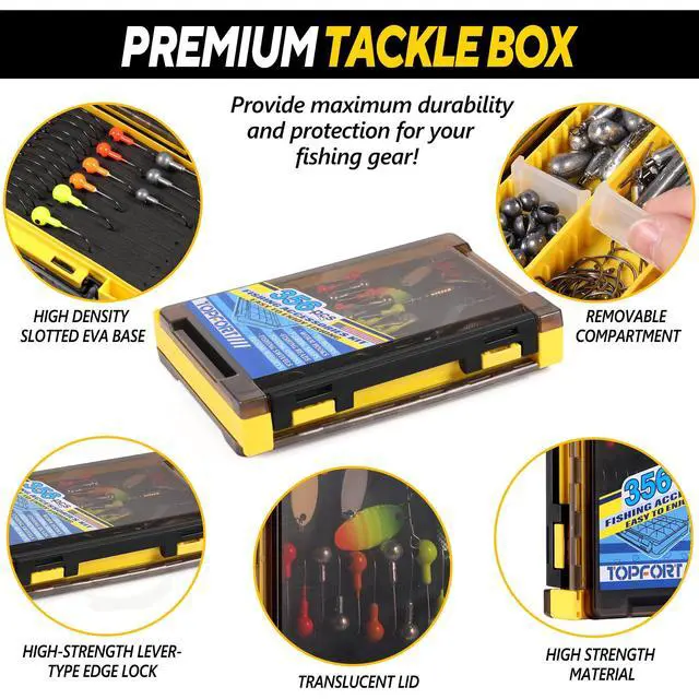 Alt view image 4 of 7 - 187/343pcs Fishing Accessories Kit, Organized Fishing Tackle Box with Tackle Included, Fishing Hooks, Fishing Weights Sinkers, Fishing Gear and Equipment, Fishing Gift for Men