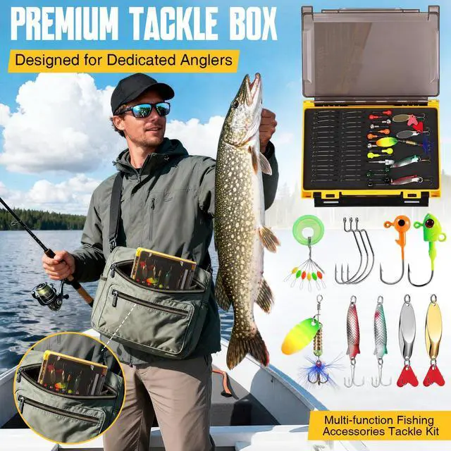 Alt view image 7 of 7 - 187/343pcs Fishing Accessories Kit, Organized Fishing Tackle Box with Tackle Included, Fishing Hooks, Fishing Weights Sinkers, Fishing Gear and Equipment, Fishing Gift for Men