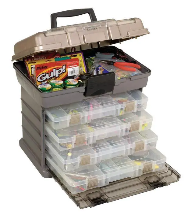 Alt view image 2 of 3 - Guide Series StowAway 4-By Rack System Tackle Box, Holds 4 3700 Utility Tackle Boxes, Quick-Access Top Storage with DuraView Lid, Durable Construction, Flexible, Adaptable Fishing Box
