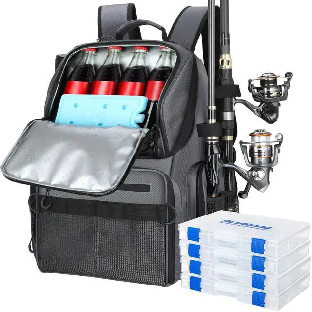 Main image of Cooler Fishing Backpack with Rod Holders 45L Large Water-resistant Fishing Tackle bag Store Fishing Gear Fishing Gifts for Men Father