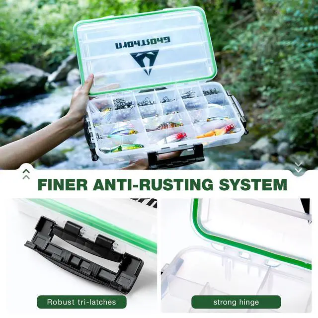Alt view image 5 of 6 - Fishing Tackle Box, Waterproof 3600 and 3700 Tackle Trays, Plastic Tackle Box Organizer with Removable Dividers Storage Lure Box for Lures 3 Packs (3700 * 3)