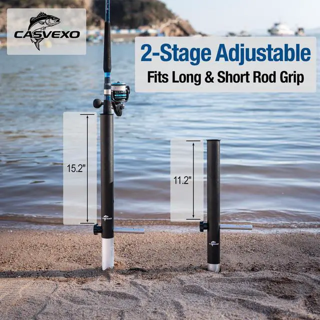 Alt view image 3 of 7 - 1/2 Pack Aluminum Sand Spikes for Surf Fishing, Beach Fishing Rod Holder, Telescopic and Portable, 2-Stage Adjustable, with Storage Bag