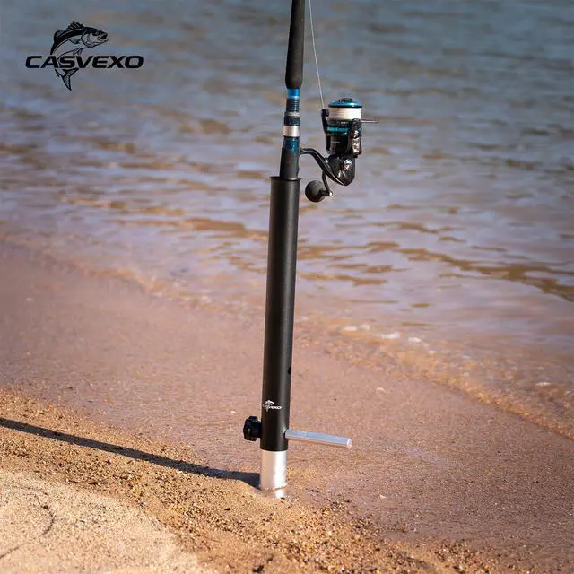 Alt view image 7 of 7 - 1/2 Pack Aluminum Sand Spikes for Surf Fishing, Beach Fishing Rod Holder, Telescopic and Portable, 2-Stage Adjustable, with Storage Bag