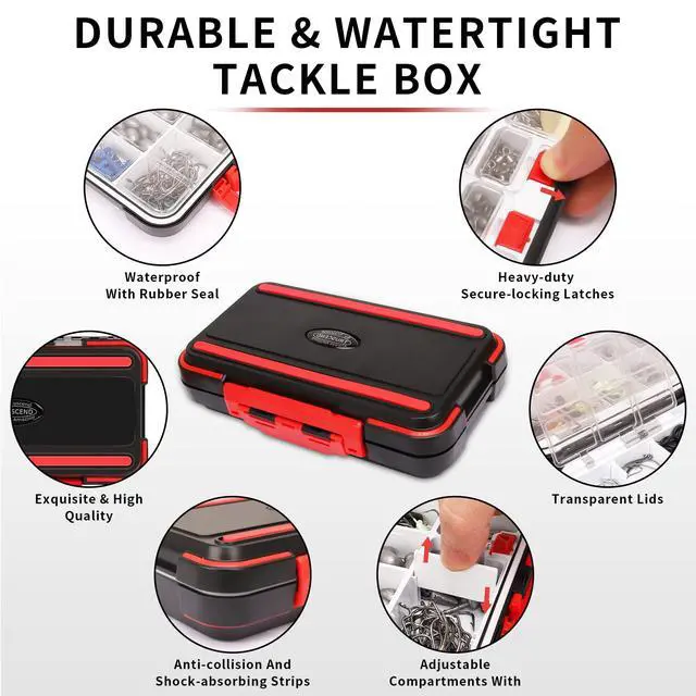 Alt view image 4 of 6 - Complete Fishing Accessories - Tackle Box with Tackle Included, Fishing Hooks, Jig Heads, Sinkers, Weights, Swivels, Snaps, Bobbers, Leaders - Fishing Gear Set for Bass Trout Panfish Walleye