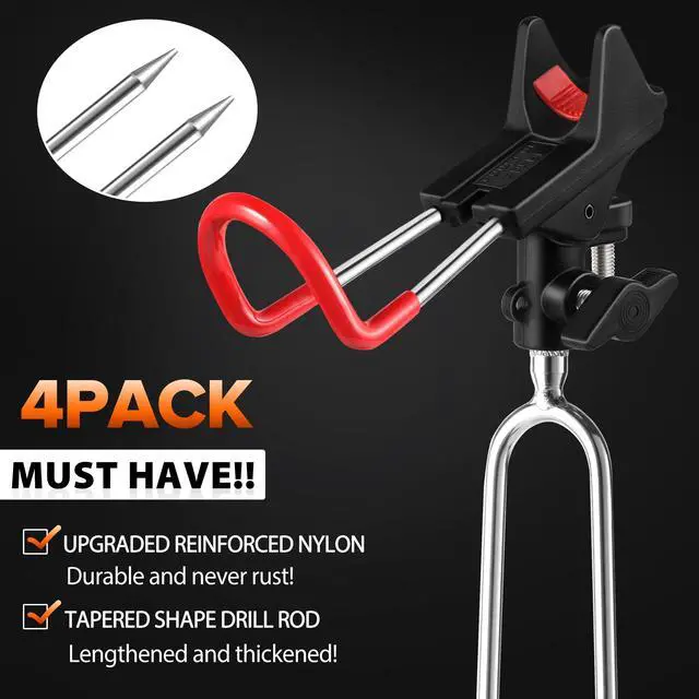 Alt view image 2 of 7 - Fishing Rod Holders - Upgraded 360 Degree Adjustable Fishing Pole Stand Equipment for Bank, Beach, Gift for Men