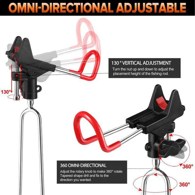 Alt view image 3 of 7 - Fishing Rod Holders - Upgraded 360 Degree Adjustable Fishing Pole Stand Equipment for Bank, Beach, Gift for Men
