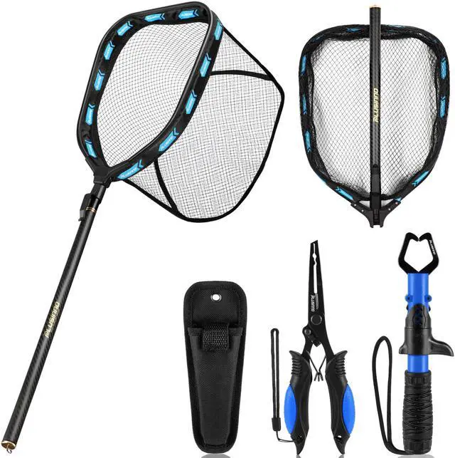 Main image of Floating Fishing Net with Telescoping Handle, Carbon Fiber Ultralight Long Fish Net, Collapsible Landing Net 6.56/7.86Ft, Fishing Gear Kayak Accessories for Bass Trout Salmon