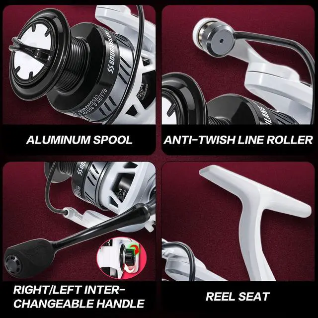Alt view image 6 of 7 - Surf Fishing Rod and Reel Combo, 4 Piece MH/H Saltwater Fishing Combo with 5000 Size Spinning Reel(12'/15')