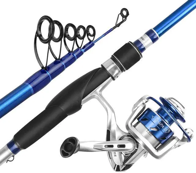 Main image of Compass Telescopic Fishing Rods and Combo, Sensitive Graphite Composite Blank, Easy to Travel, Packs to Just 17" in Length, Stainless Guides and Ceramic Rings, Combos w/ 4+1BB Spinning Reel