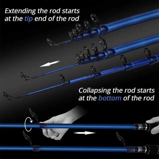 Alt view image 6 of 7 - Compass Telescopic Fishing Rods and Combo, Sensitive Graphite Composite Blank, Easy to Travel, Packs to Just 17" in Length, Stainless Guides and Ceramic Rings, Combos w/ 4+1BB Spinning Reel